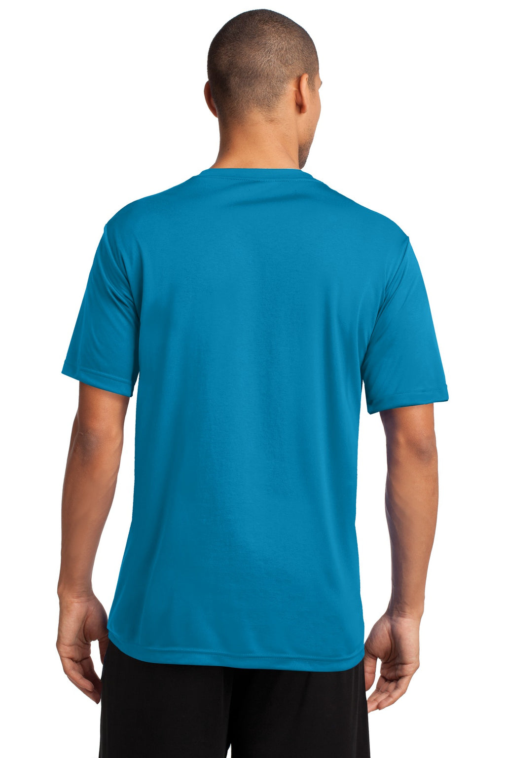 Neon Blue Port & Company Performance Tee. PC380