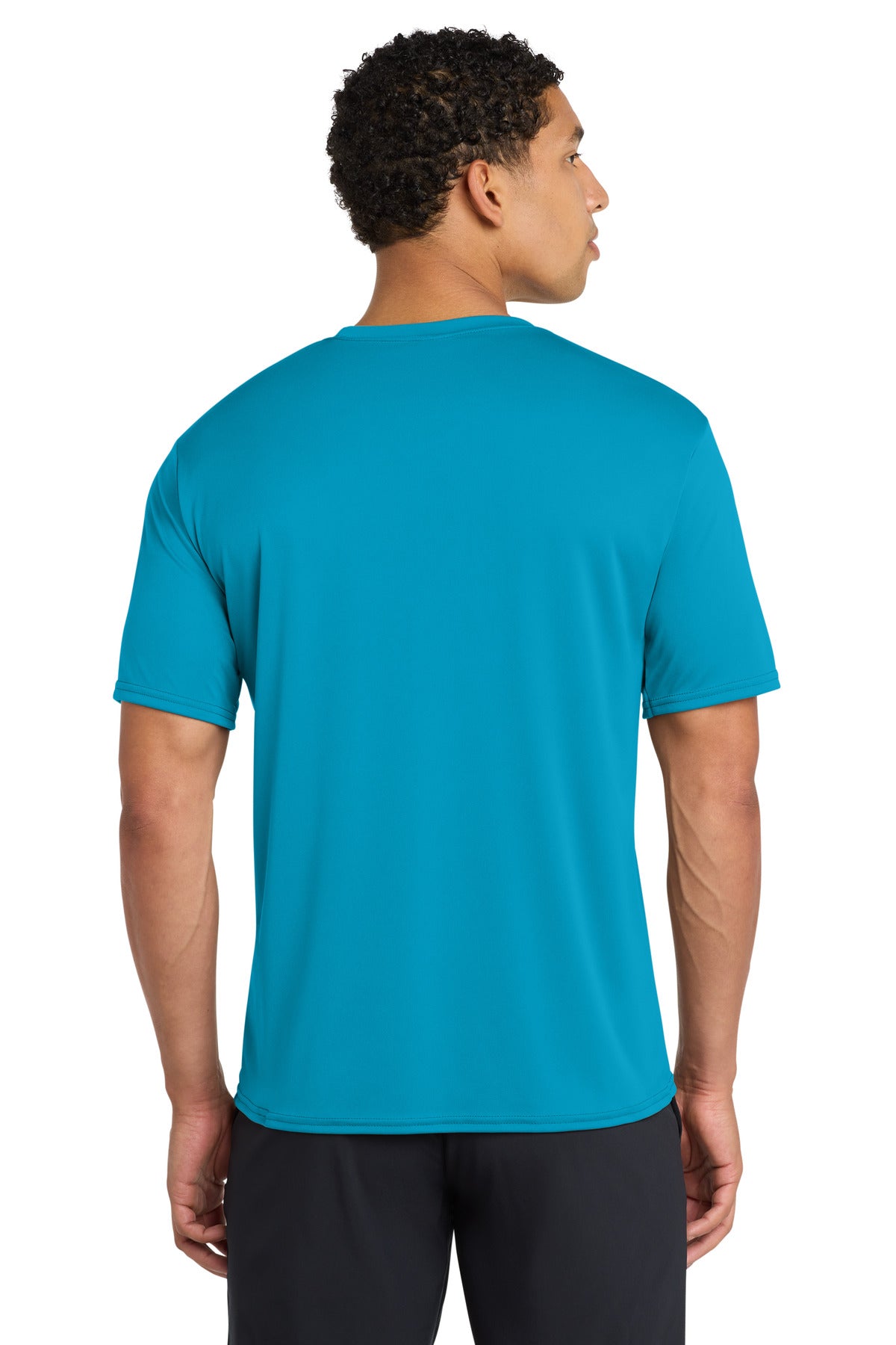 Neon Blue Port & Company Performance Tee. PC380