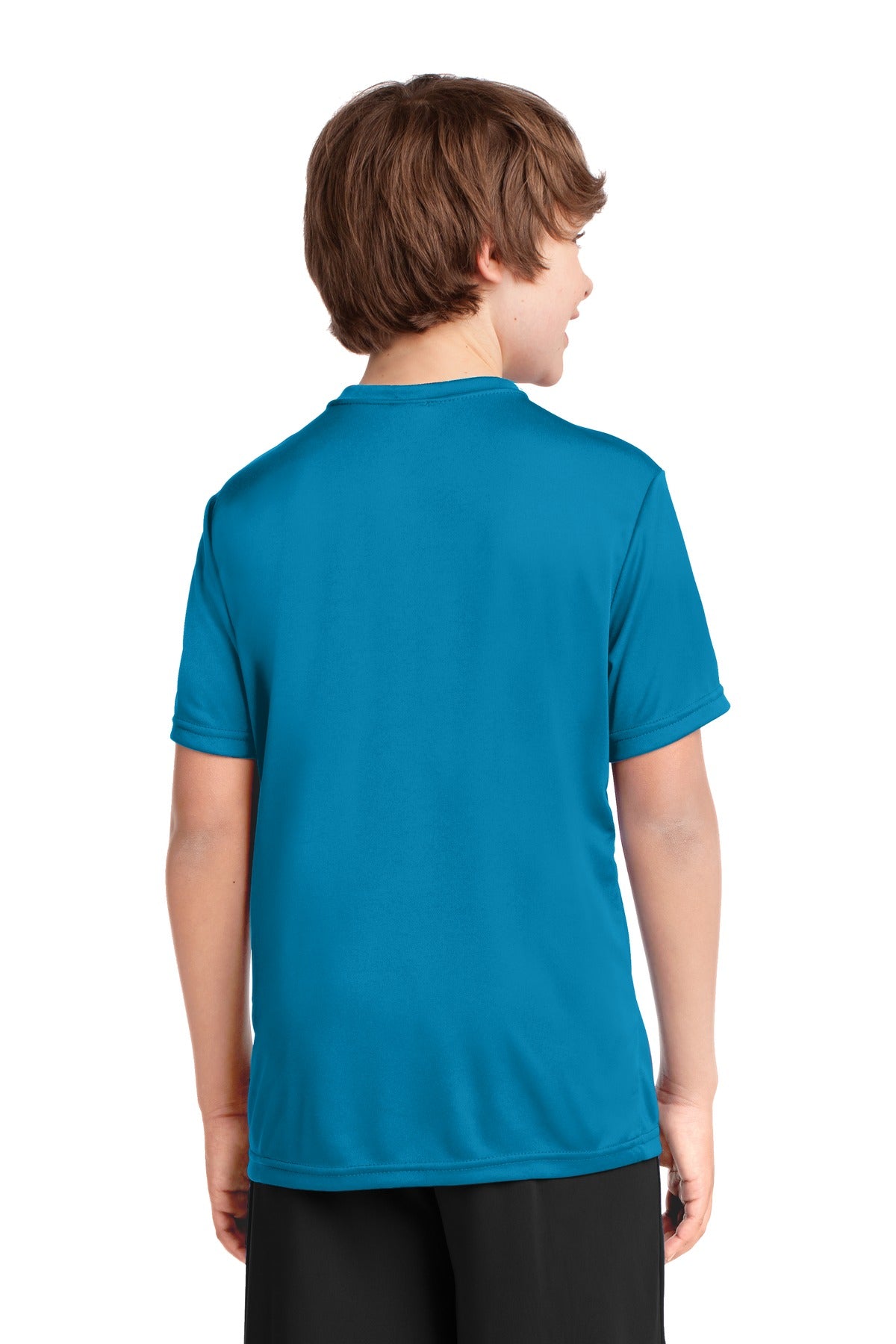 Neon Blue Port & Company Youth Performance Tee. PC380Y