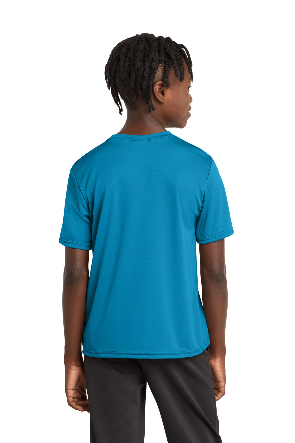 Neon Blue Port & Company Youth Performance Tee. PC380Y