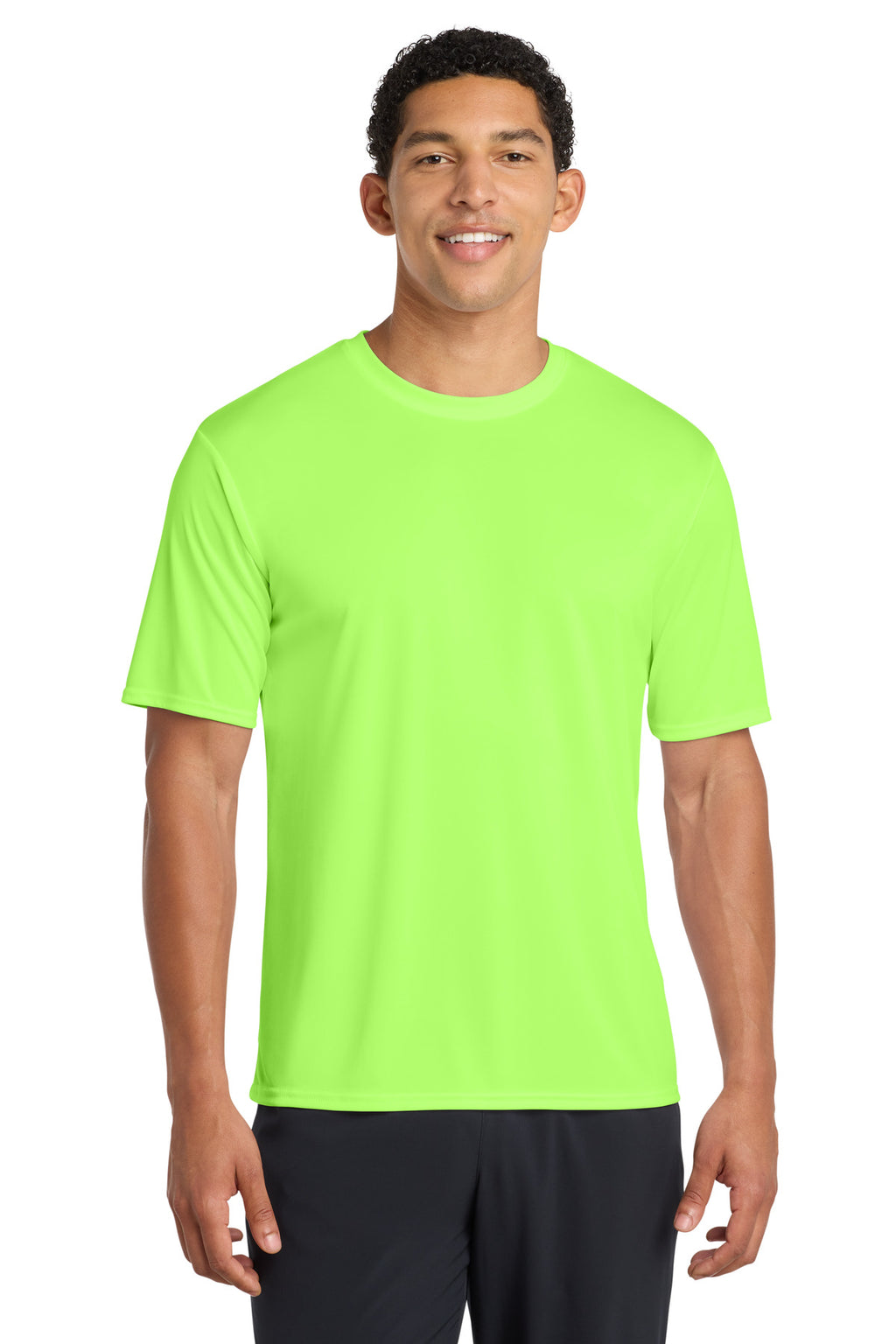 Neon Green Port & Company Performance Tee. PC380