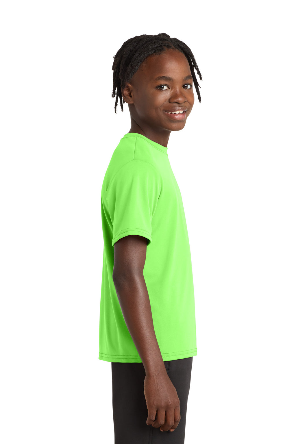 Neon Green Port & Company Youth Performance Tee. PC380Y