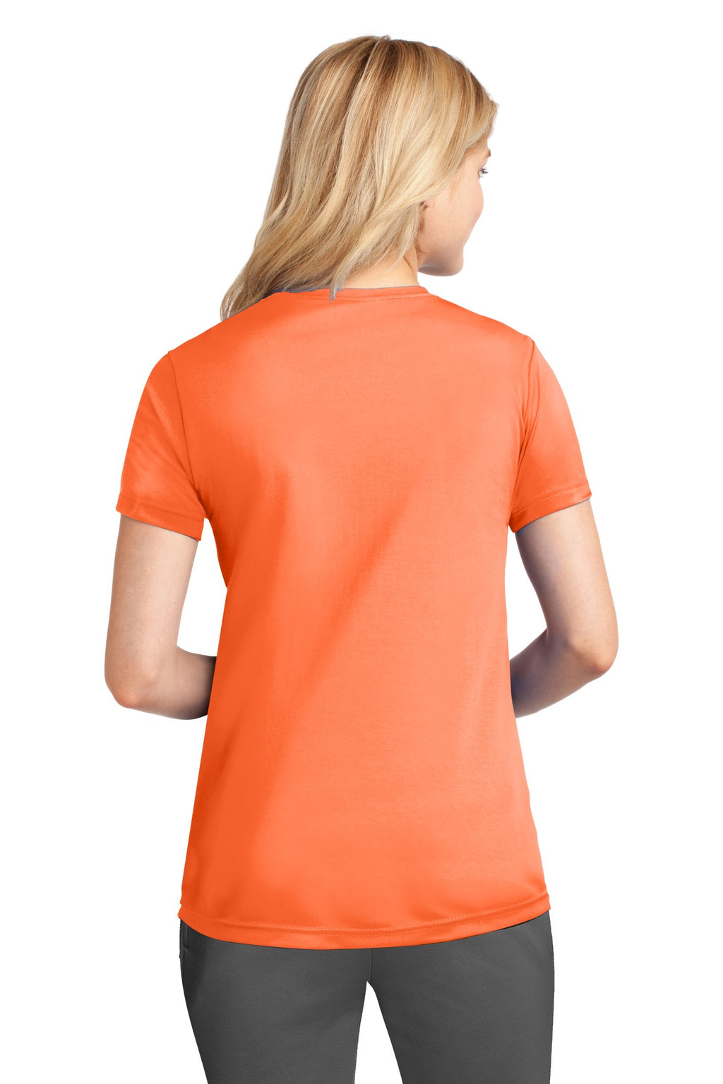 Neon Orange Port & Company Women's Performance Tee. LPC380
