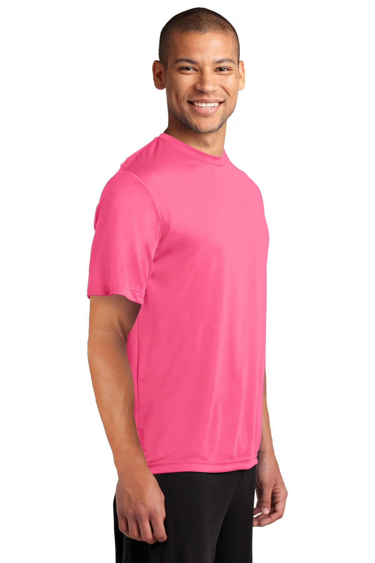 Neon Pink Port & Company Performance Tee. PC380
