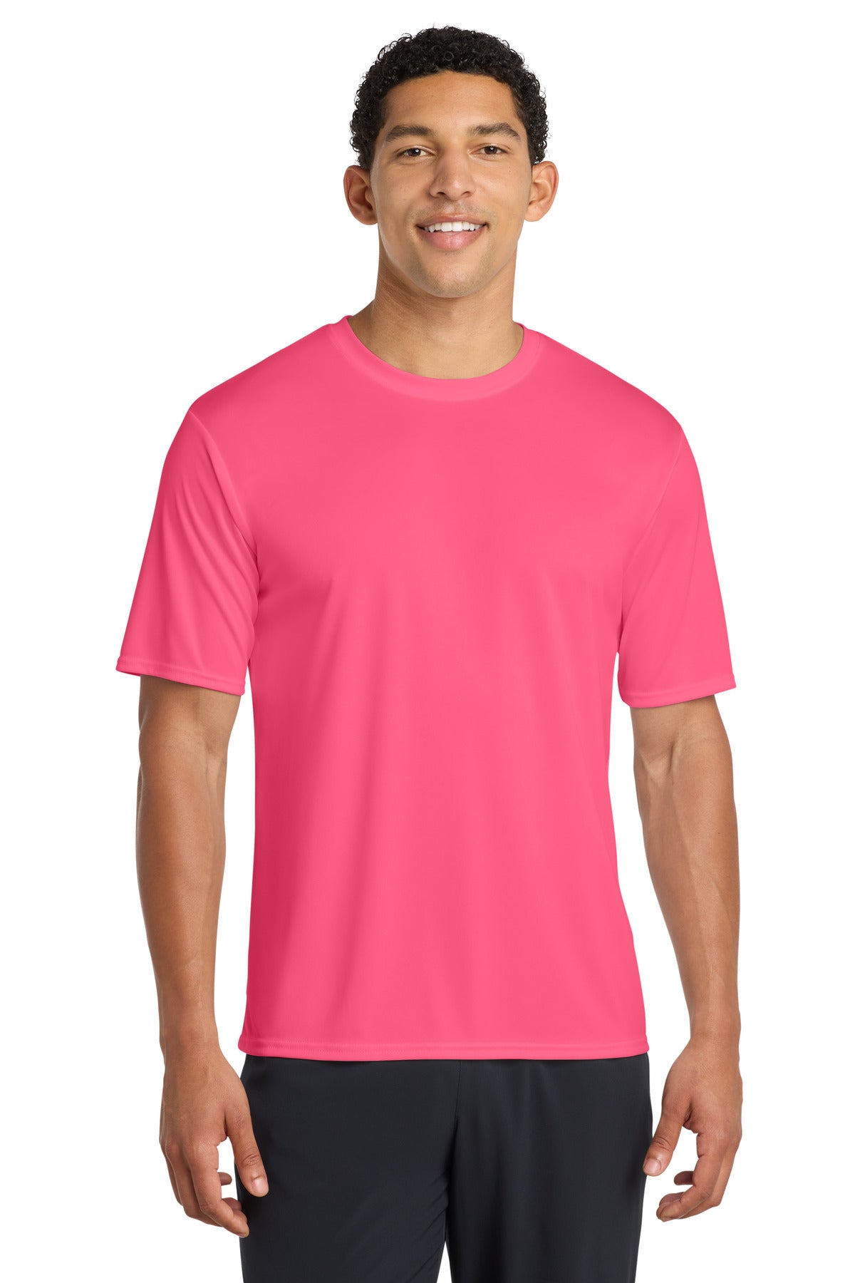 Neon Pink Port & Company Performance Tee. PC380