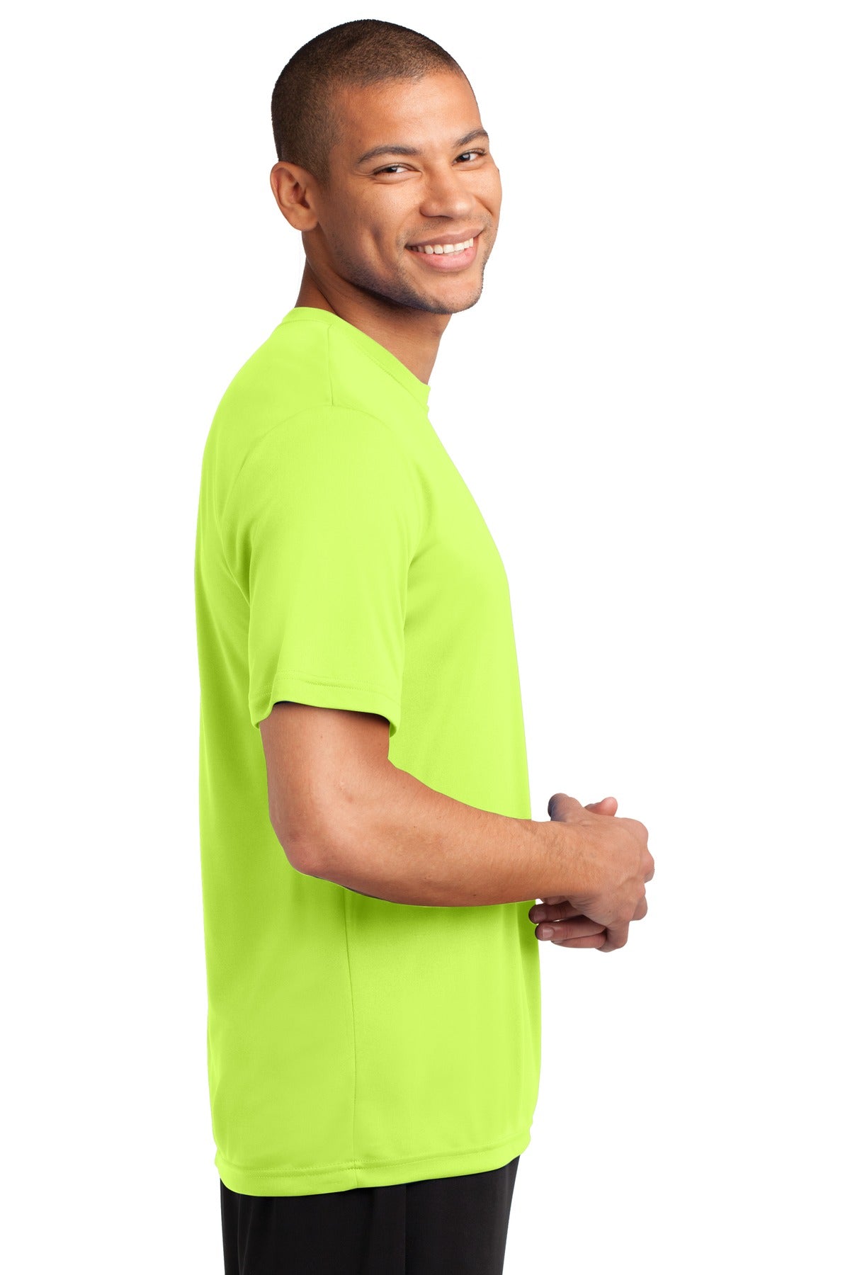Neon Yellow Port & Company Performance Tee. PC380