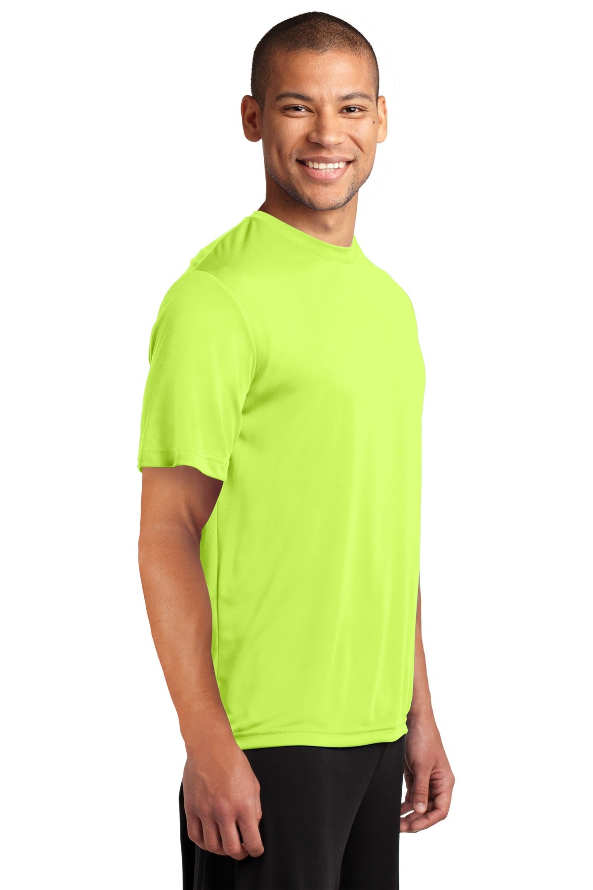 Neon Yellow Port & Company Performance Tee. PC380