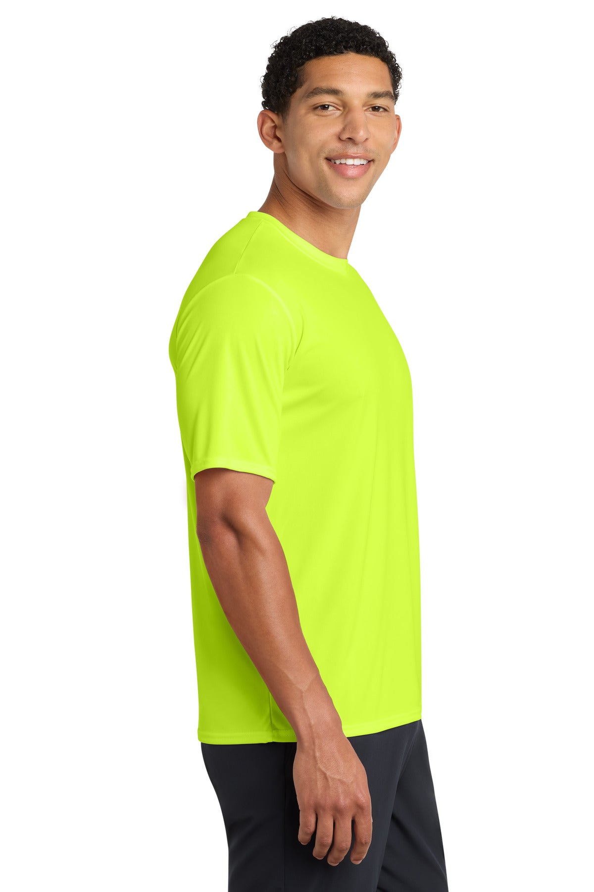 Neon Yellow Port & Company Performance Tee. PC380