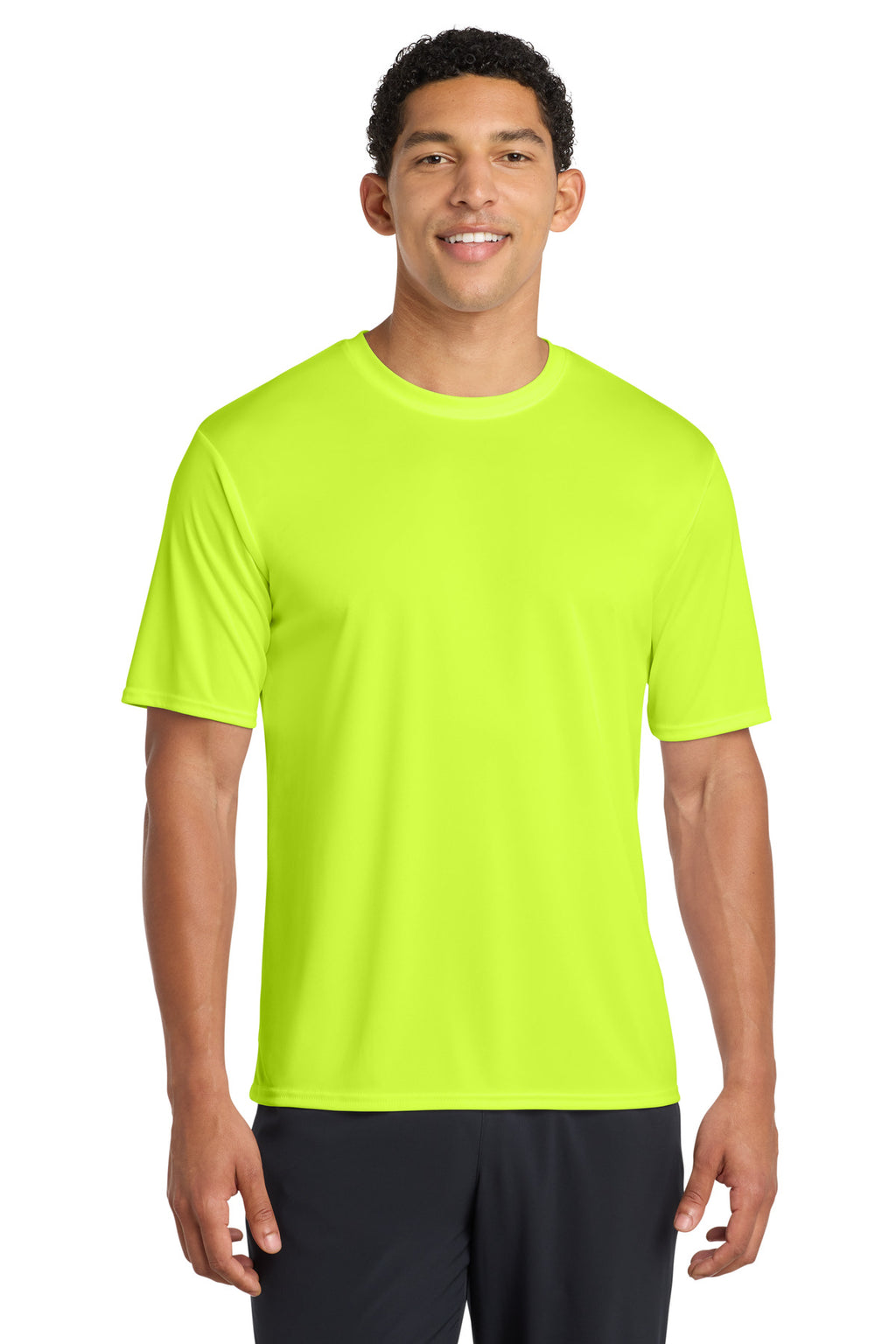 Neon Yellow Port & Company Performance Tee. PC380