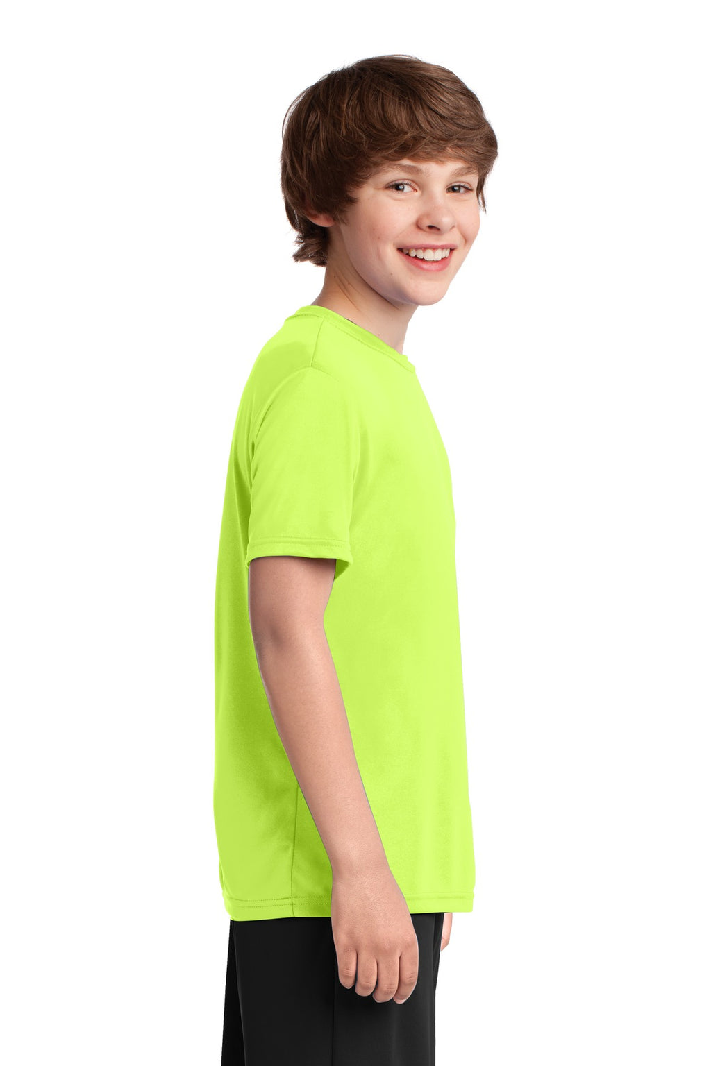 Neon Yellow Port & Company Youth Performance Tee. PC380Y