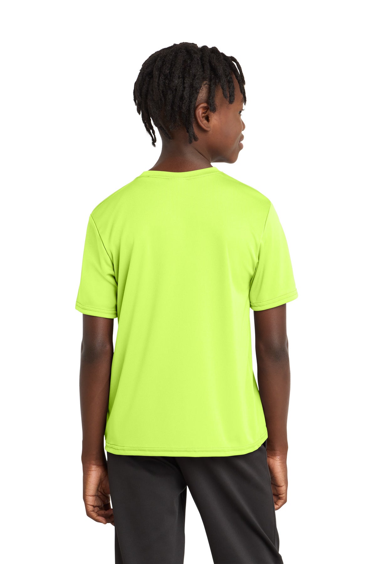 Neon Yellow Port & Company Youth Performance Tee. PC380Y