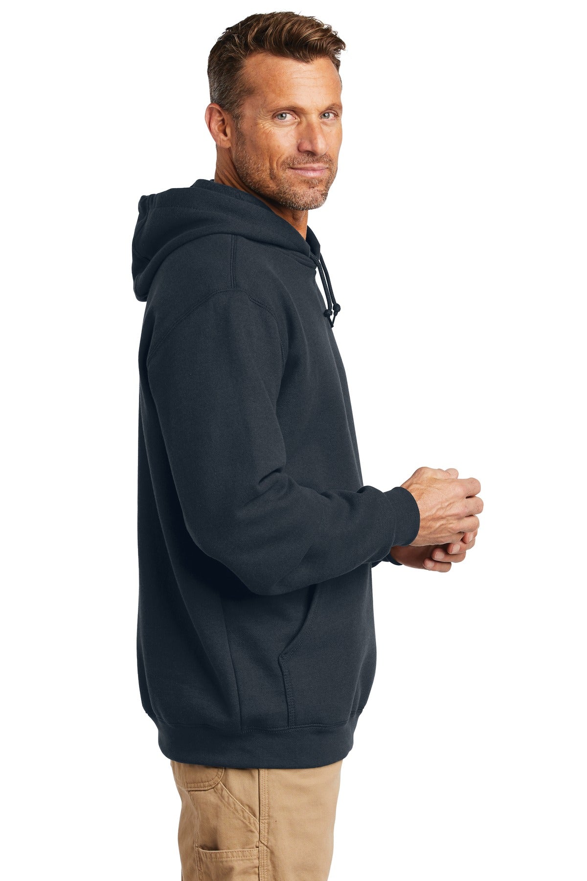 New Navy Carhartt Midweight Hooded Sweatshirt. CTK121