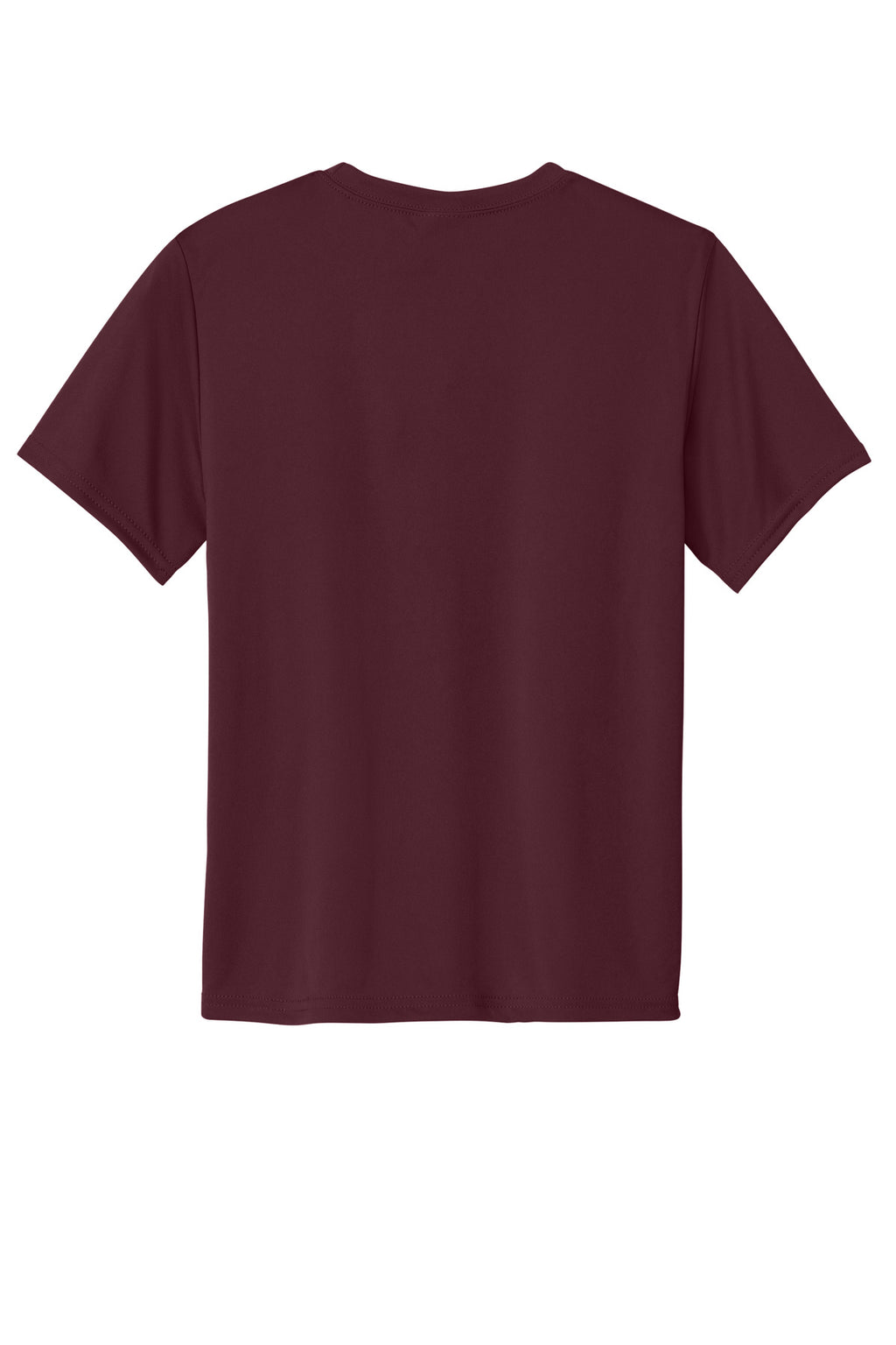 Rear View of Ath Maroon Port & Company Youth Performance Tee. PC380Y