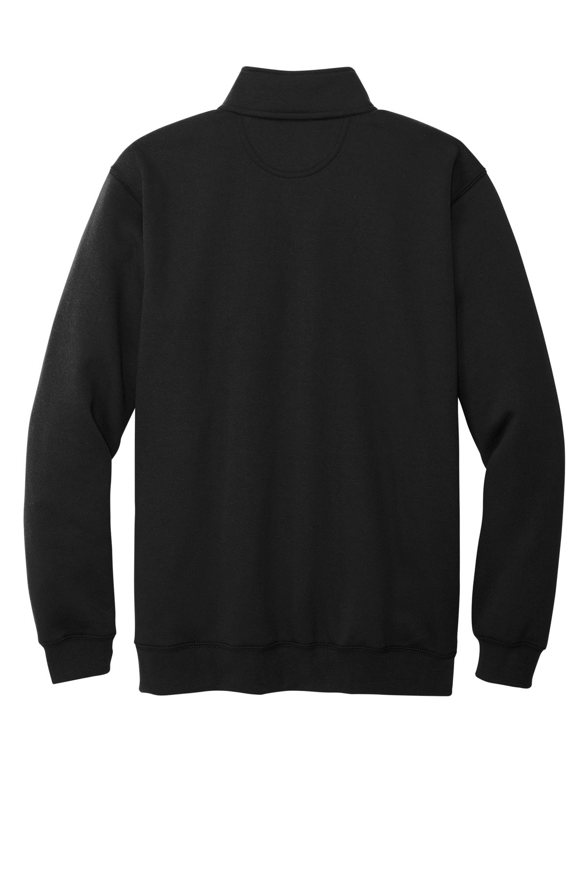 Rear View of Black Carhartt Midweight 1/4-Zip Mock Neck Sweatshirt CT105294