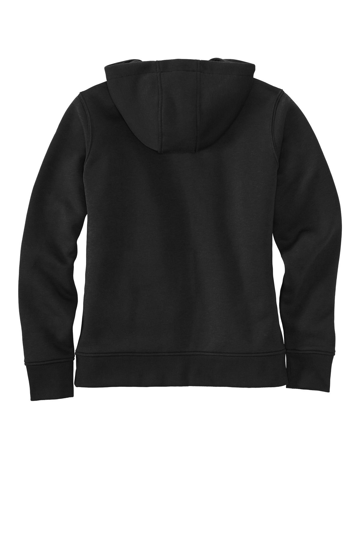 Rear View of Black Carhartt Women's Clarksburg Full-Zip Hoodie CT102788