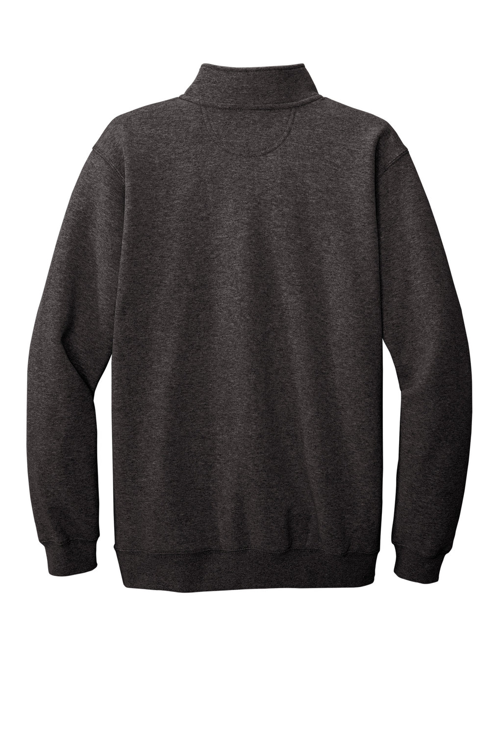Rear View of CarbonHthr Carhartt Midweight 1/4-Zip Mock Neck Sweatshirt CT105294
