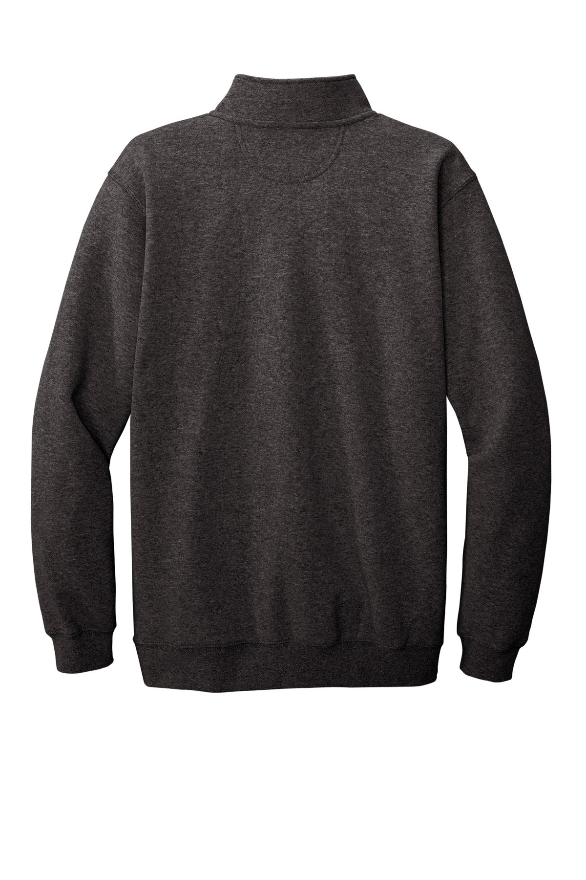 Rear View of CarbonHthr Carhartt Midweight 1/4-Zip Mock Neck Sweatshirt CT105294