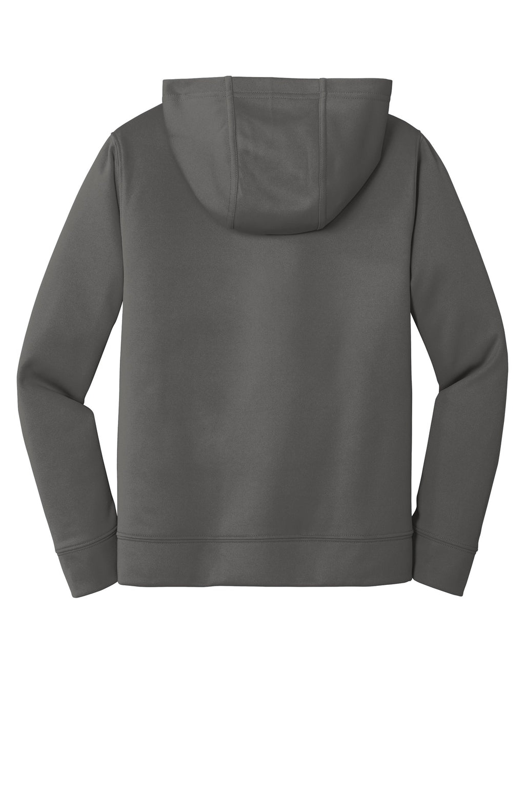 Rear View of Charcoal Port & Company Youth Performance Fleece Pullover Hooded Sweatshirt. PC590YH