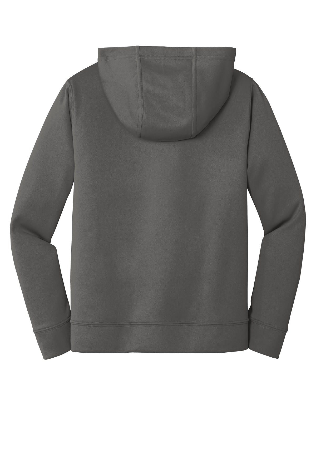 Rear View of Charcoal Port & Company Youth Performance Fleece Pullover Hooded Sweatshirt. PC590YH