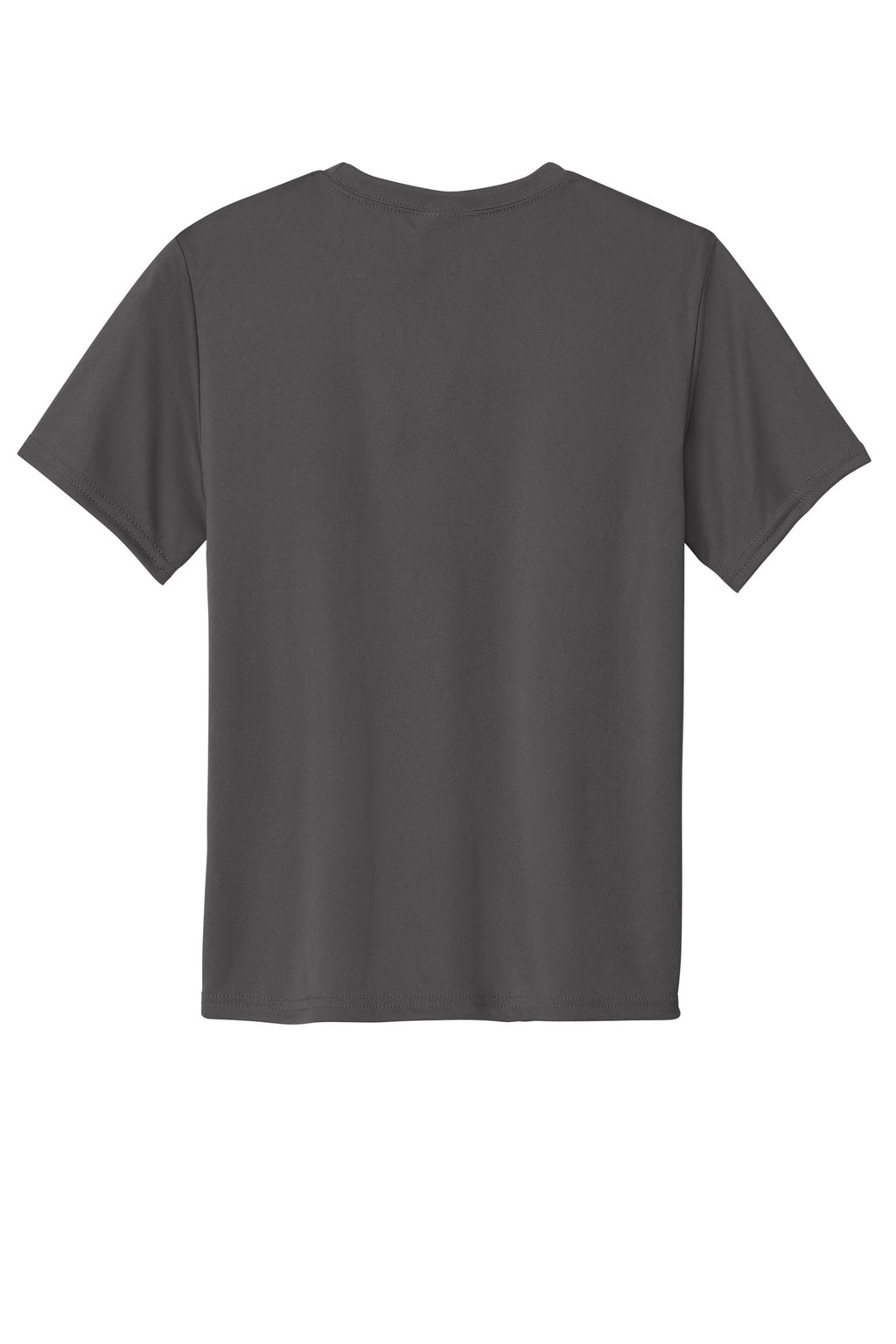 Rear View of Charcoal Port & Company Youth Performance Tee. PC380Y