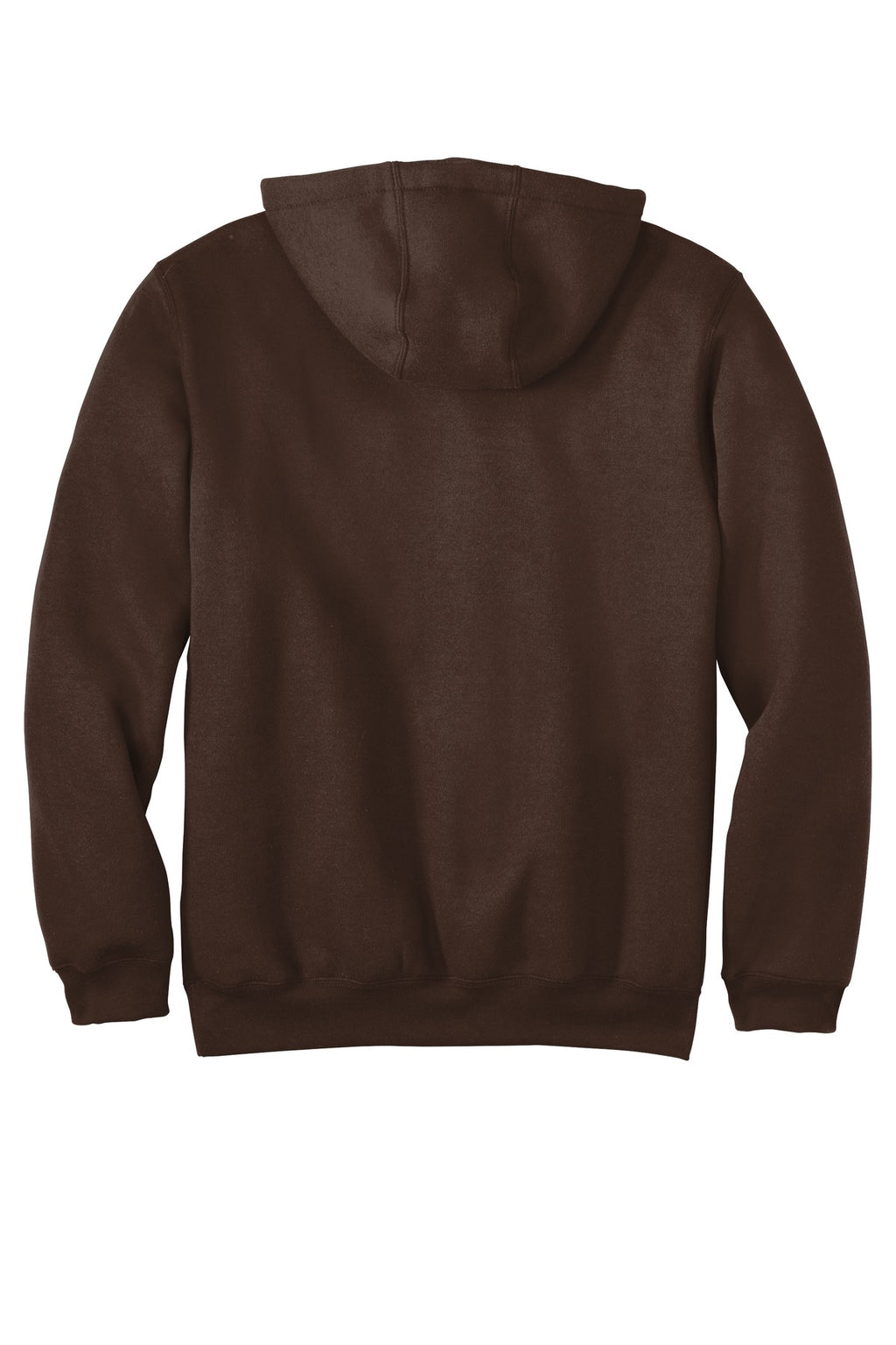 Rear View of Dark Brown Carhartt Midweight Hooded Sweatshirt. CTK121