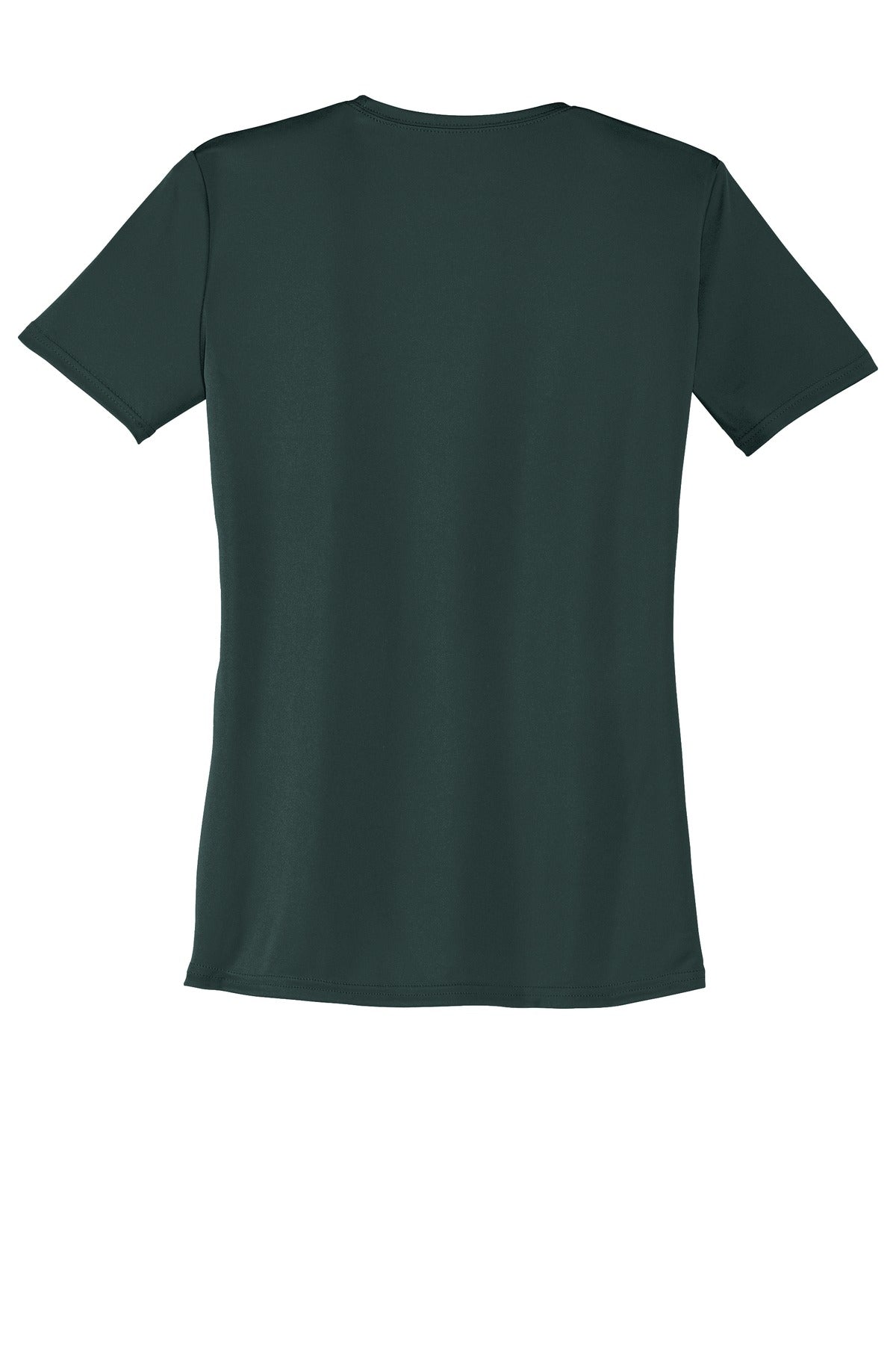 Rear View of Dark Green Port & Company Women's Performance Tee. LPC380