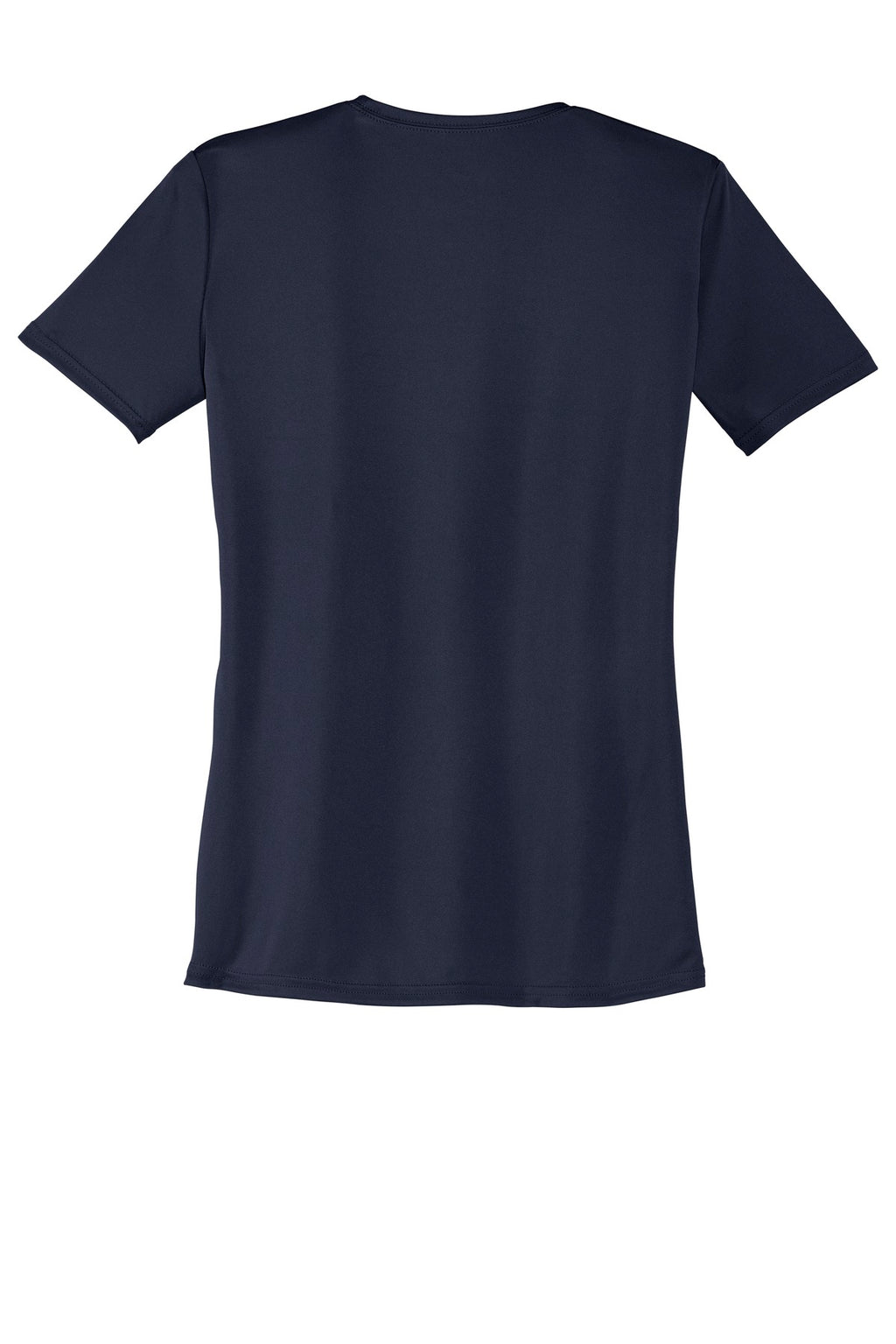 Rear View of Deep Navy Port & Company Women's Performance Tee. LPC380