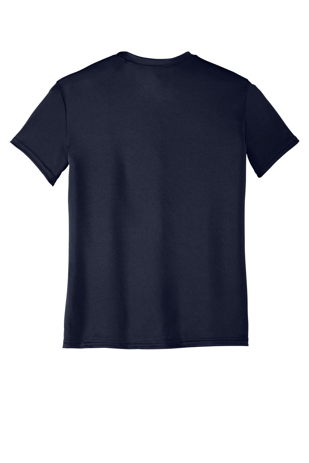 Rear View of Deep Navy Port & Company Youth Performance Tee. PC380Y