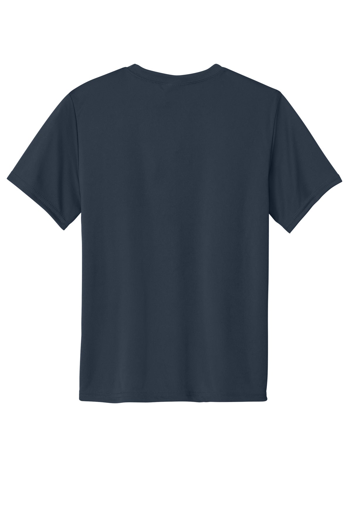 Rear View of Deep Navy Port & Company Youth Performance Tee. PC380Y