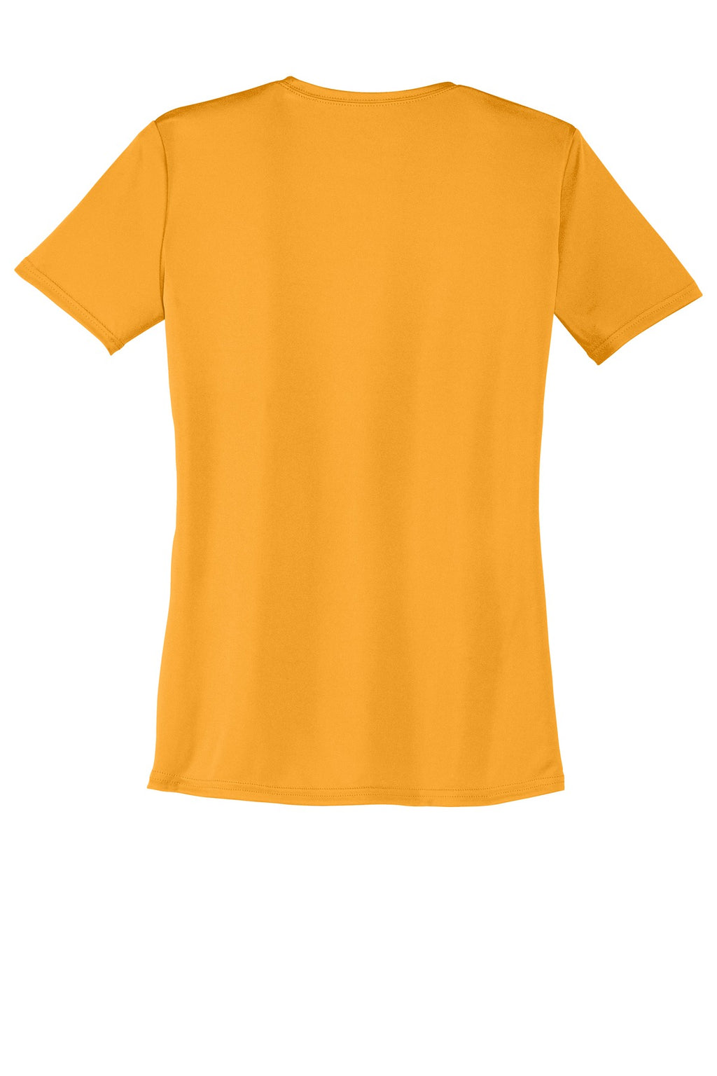 Rear View of Gold Port & Company Women's Performance Tee. LPC380