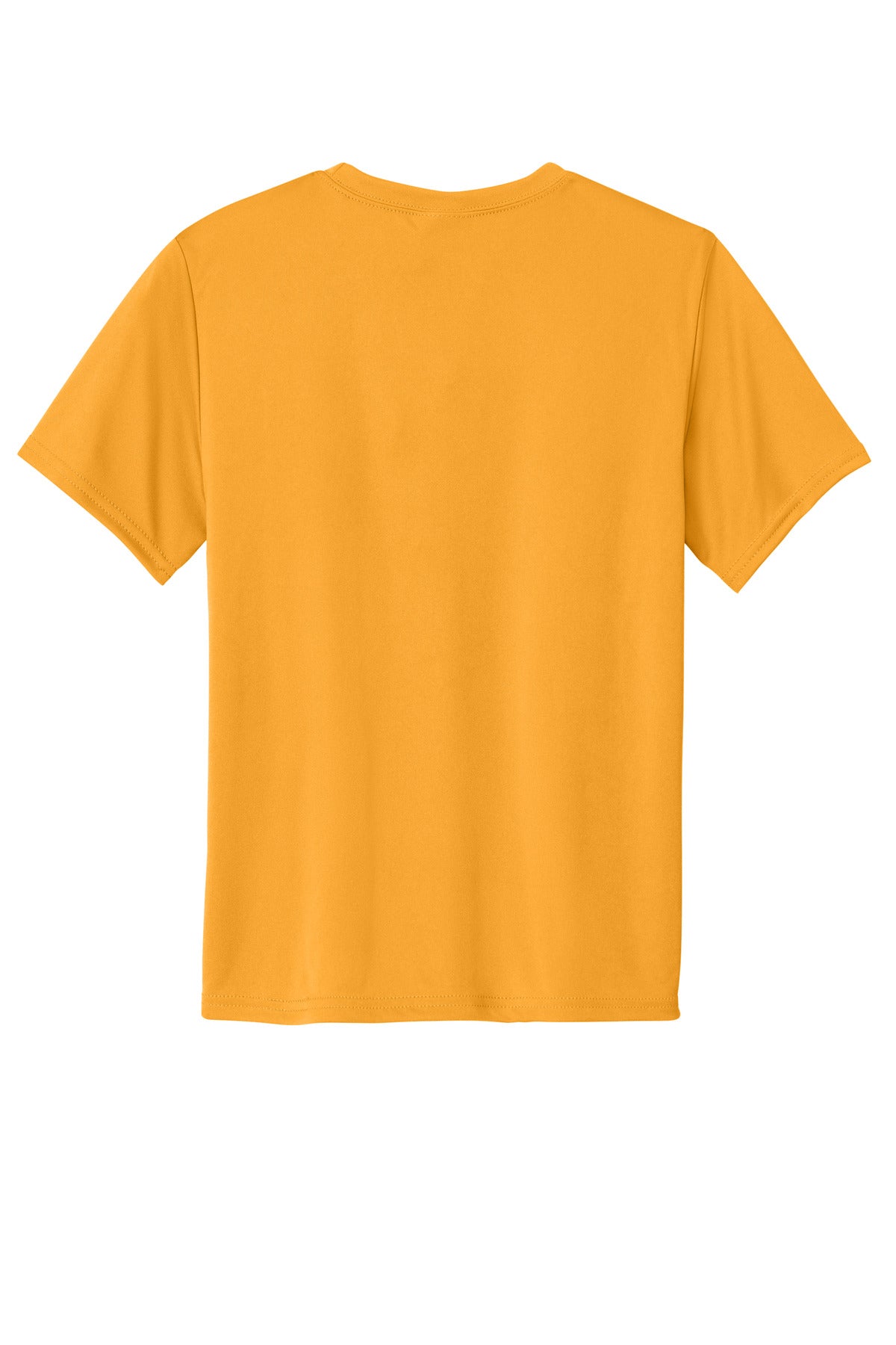 Rear View of Gold Port & Company Youth Performance Tee. PC380Y