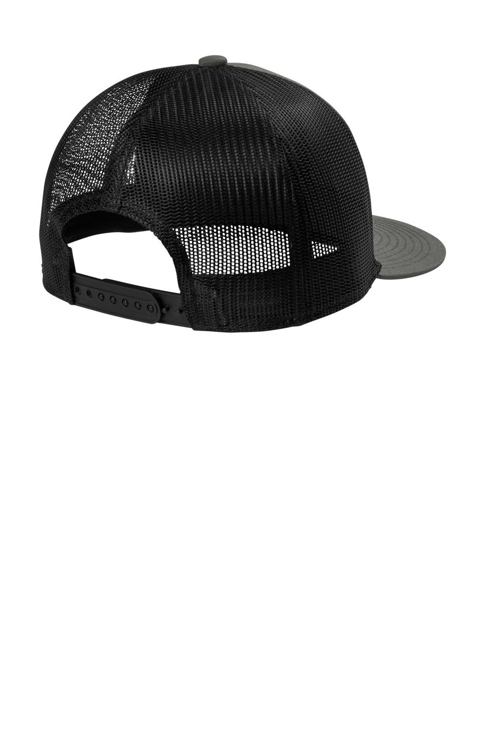 Rear View of GyStl/Blk Port Authority Snapback Flat Bill Trucker Cap C407