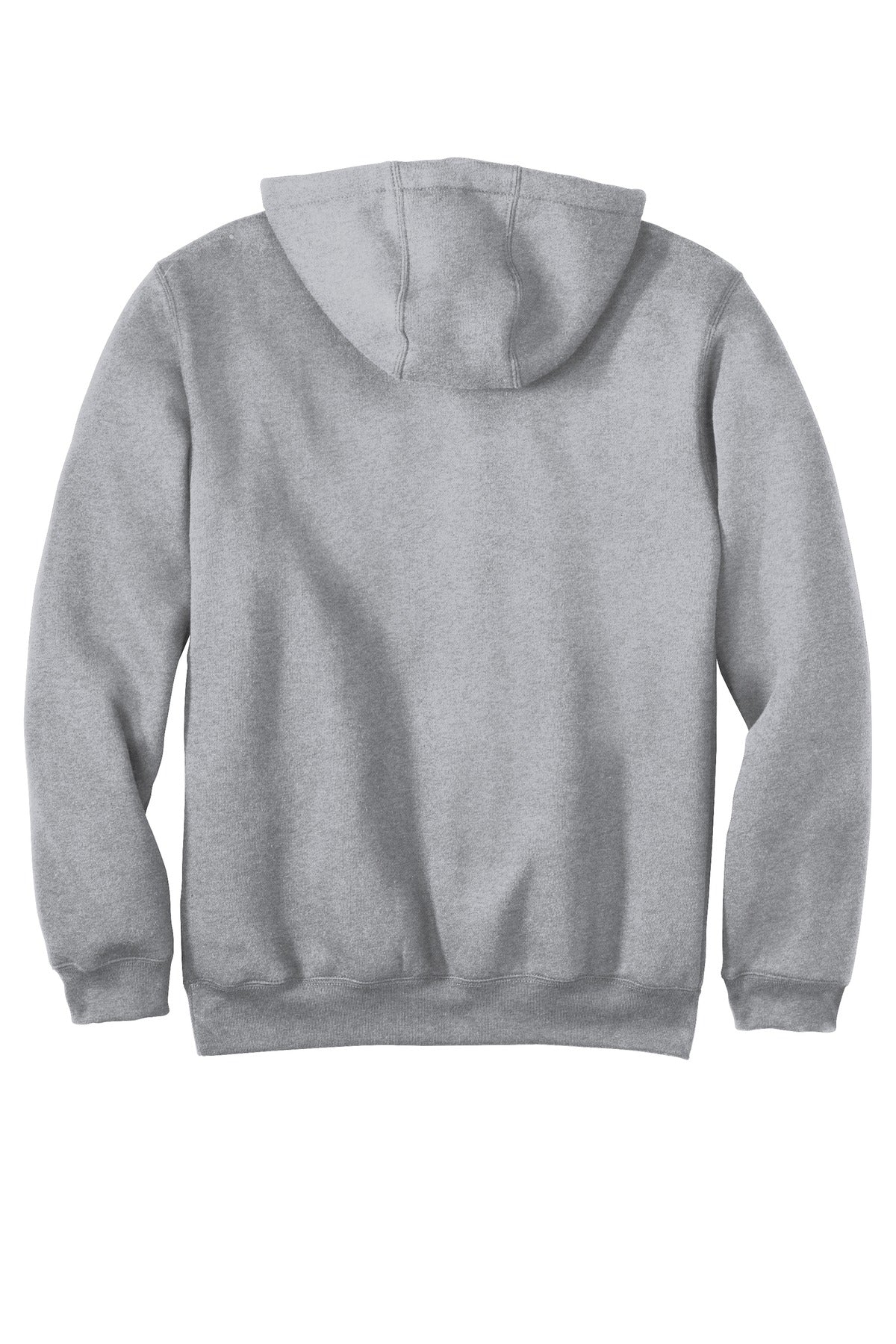 Rear View of Heather Grey Carhartt Midweight Hooded Sweatshirt. CTK121
