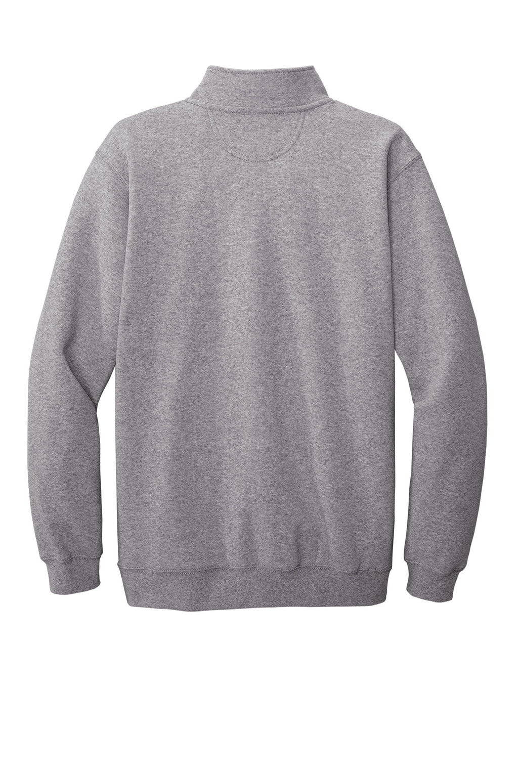 Rear View of HthrGrey Carhartt Midweight 1/4-Zip Mock Neck Sweatshirt CT105294