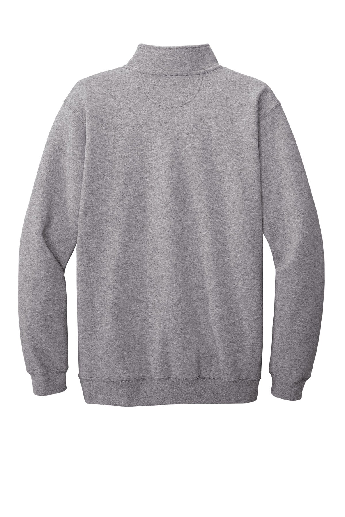 Rear View of HthrGrey Carhartt Midweight 1/4-Zip Mock Neck Sweatshirt CT105294