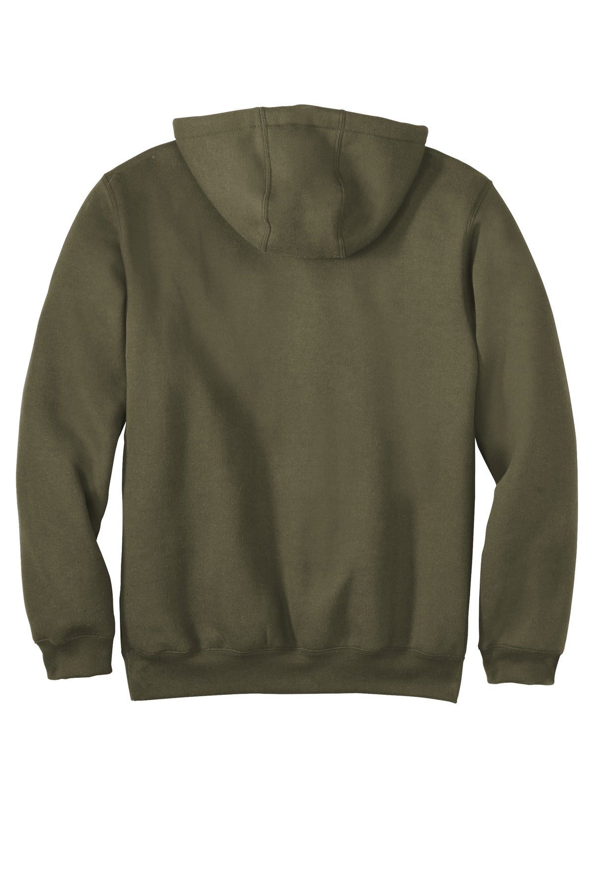 Rear View of Moss Carhartt Midweight Hooded Sweatshirt. CTK121