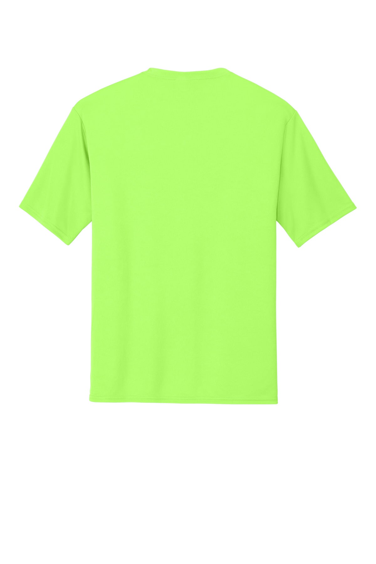 Rear View of Neon Green Port & Company Performance Tee. PC380