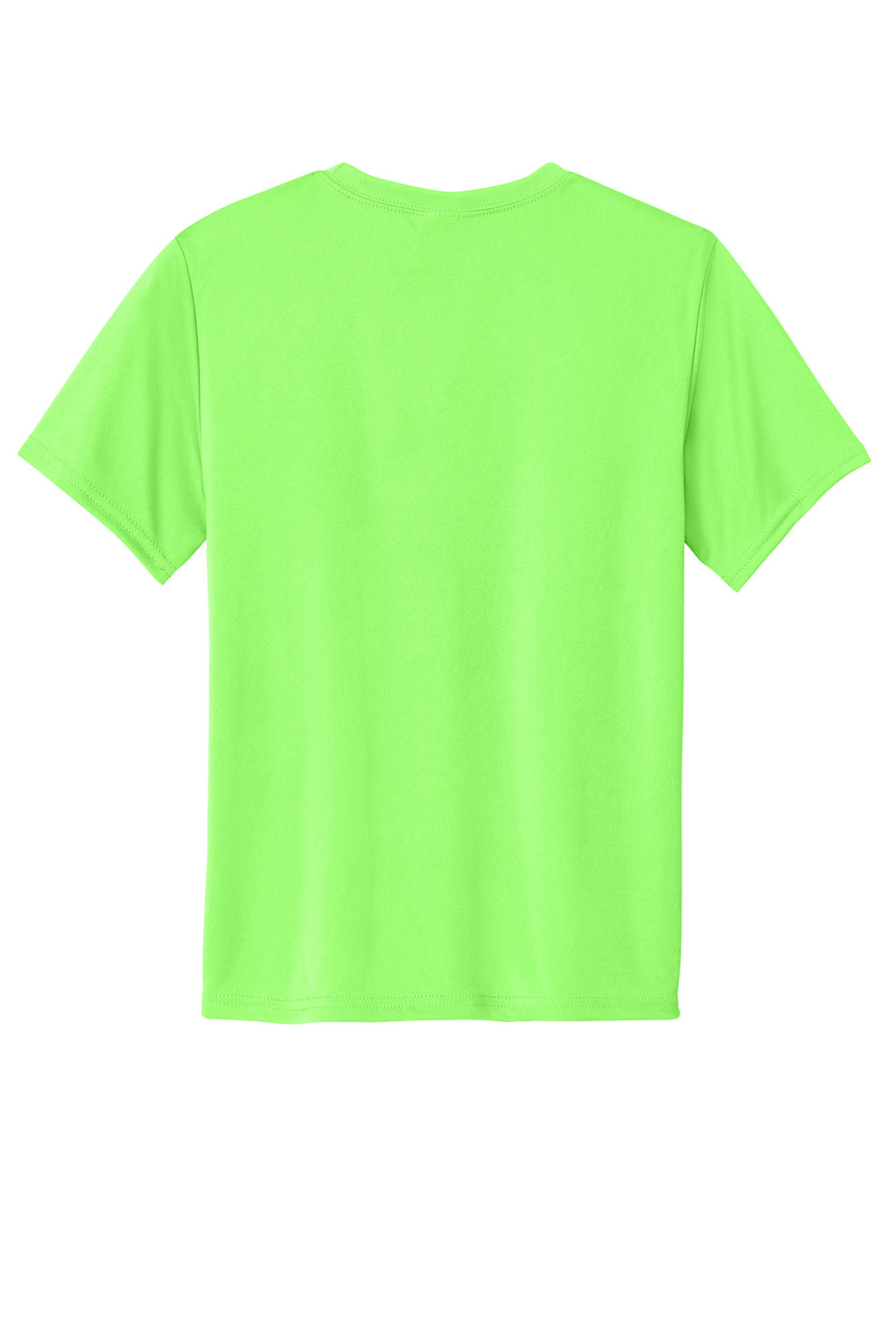 Rear View of Neon Green Port & Company Youth Performance Tee. PC380Y