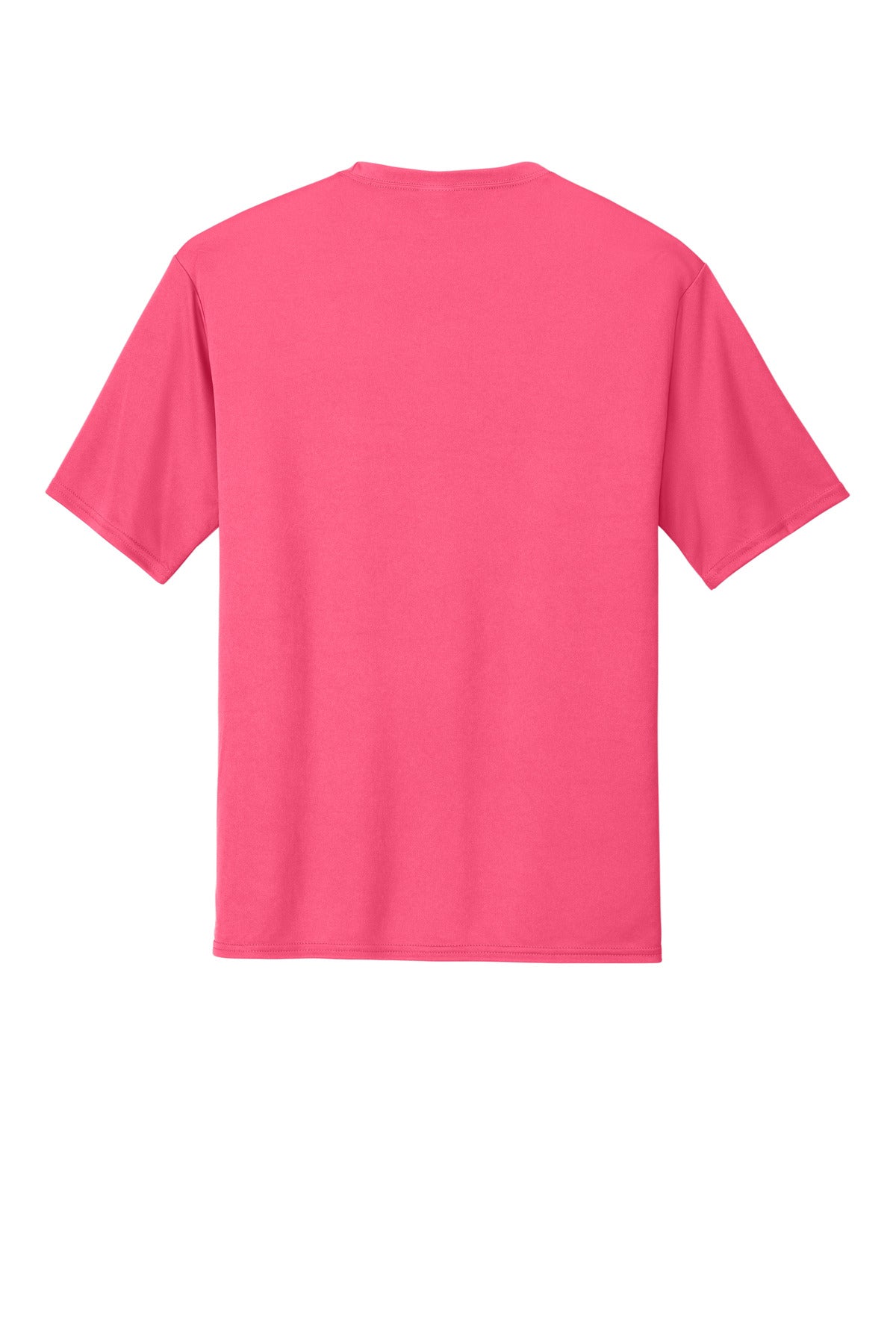 Rear View of Neon Pink Port & Company Performance Tee. PC380