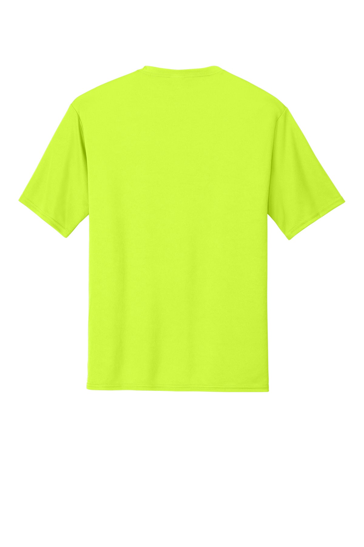 Rear View of Neon Yellow Port & Company Performance Tee. PC380