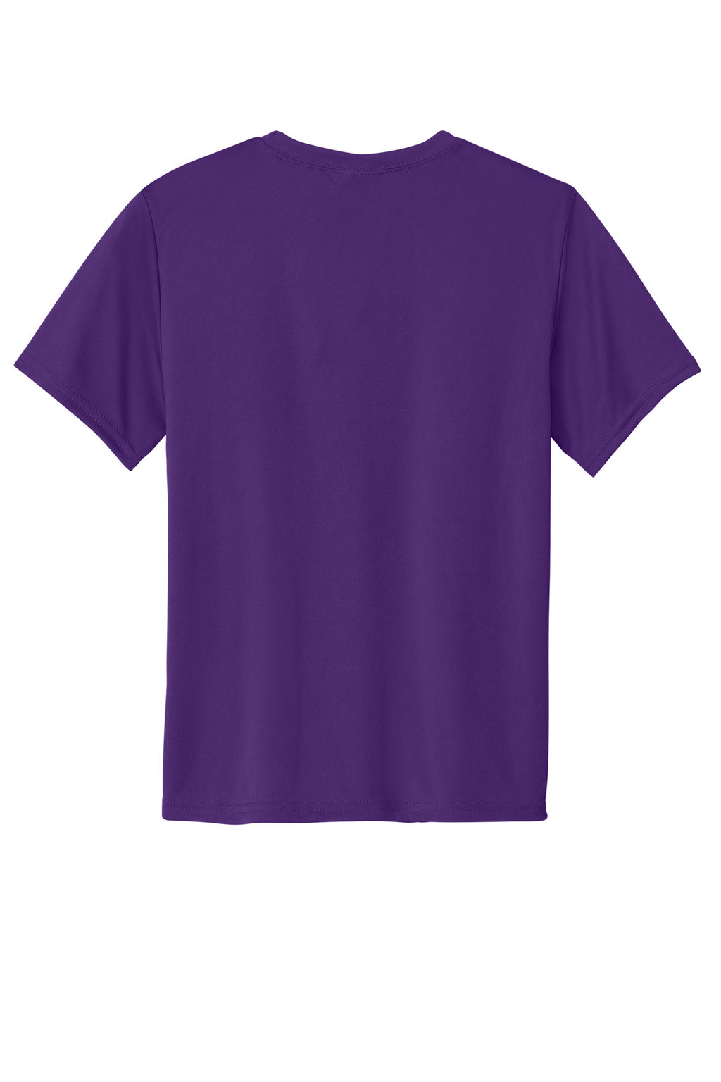 Rear View of Team Purple Port & Company Youth Performance Tee. PC380Y