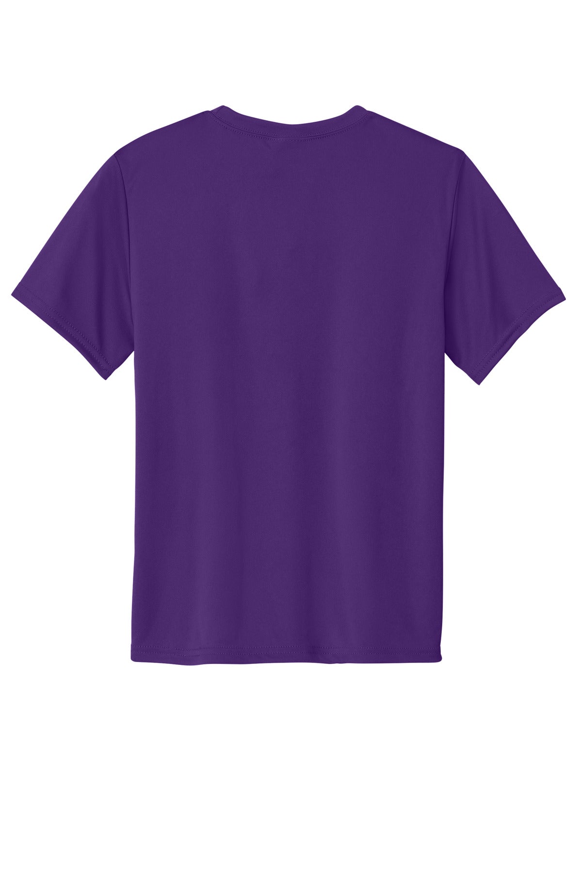 Rear View of Team Purple Port & Company Youth Performance Tee. PC380Y