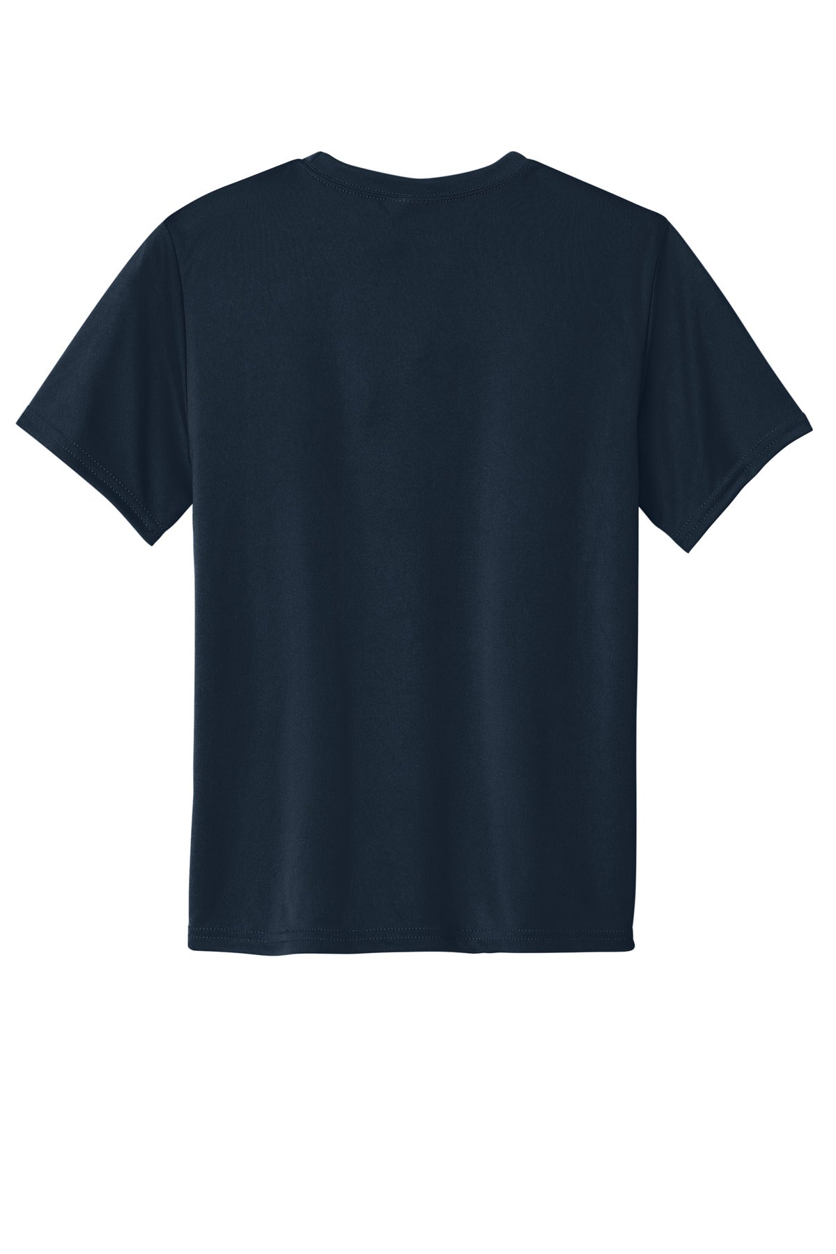 Rear View of TrueNavy Port & Company Youth Performance Tee. PC380Y