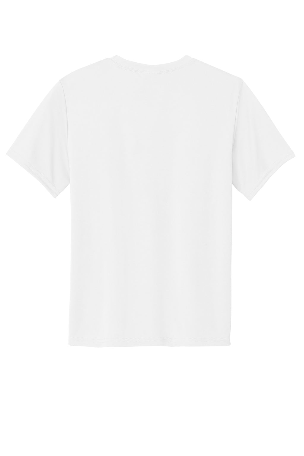 Rear View of White Port & Company Youth Performance Tee. PC380Y